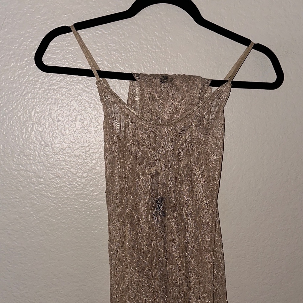 Elegant Lace Maxi Dress in Tan